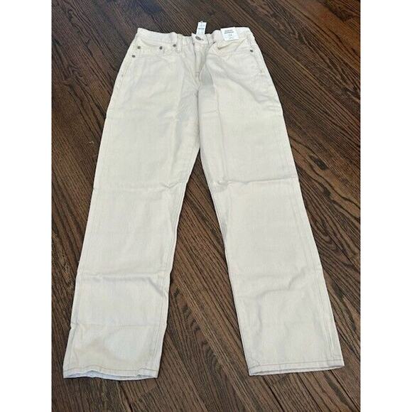 J. Crew Slouchy Boyfriend Jeans High Rise Denim Stretch BD367 Ivory Size 24 NEW - Picture 1 of 11